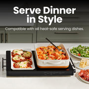Chefman Electric Warming Tray, Adjustable Temp, 21 x 16 Inch Glass Surface, Black