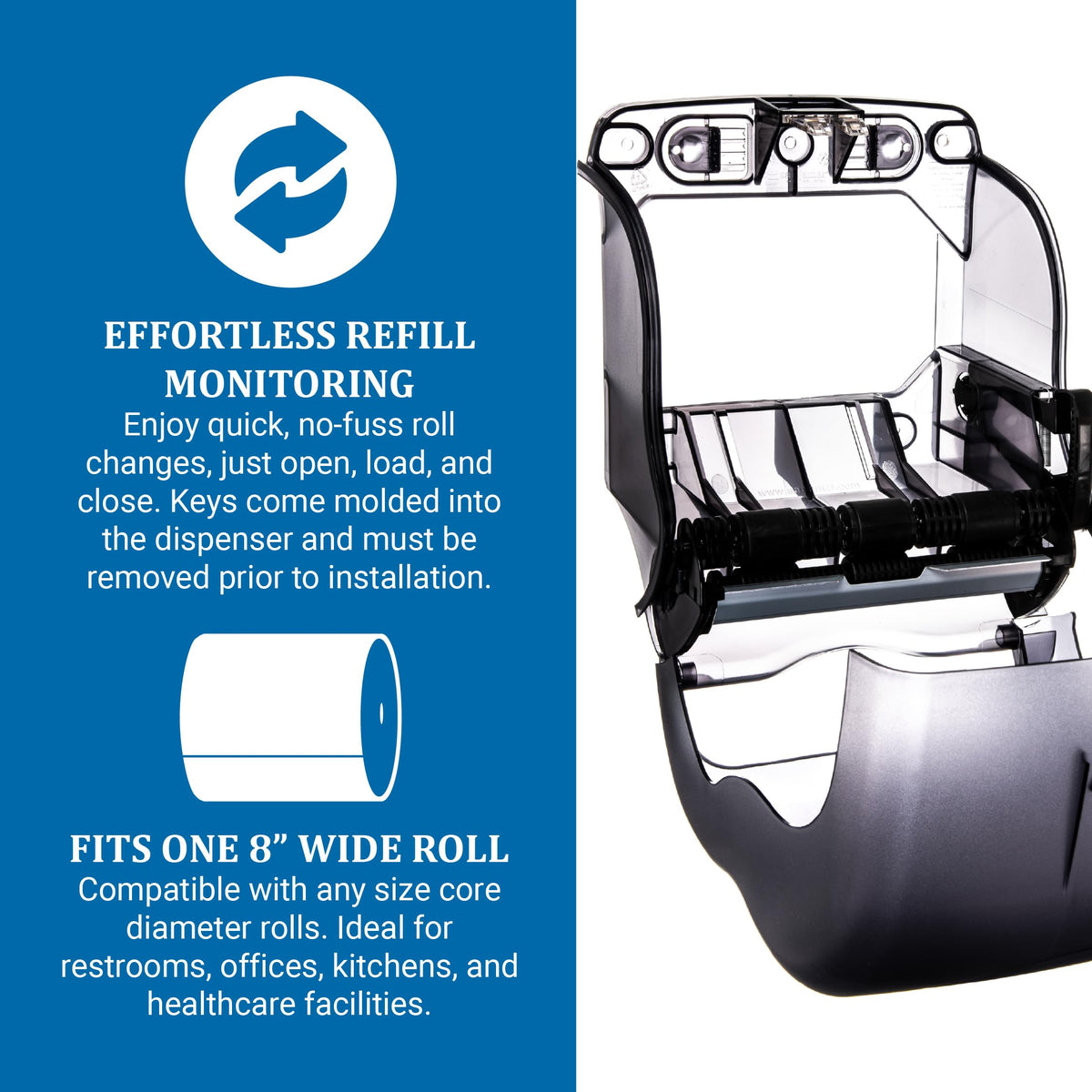 Element Paper Towel Dispenser by San Jamar – 1.5" Core Diameter, Acrylonitrile Butadiene Styrene, Black Pearl, Model T990TBK