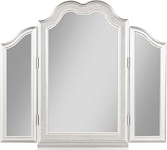 Coaster Home Furnishings Evangeline Modern Classic Tri Fold Vanity Table Mirror for Bedroom Silver Oak 223398