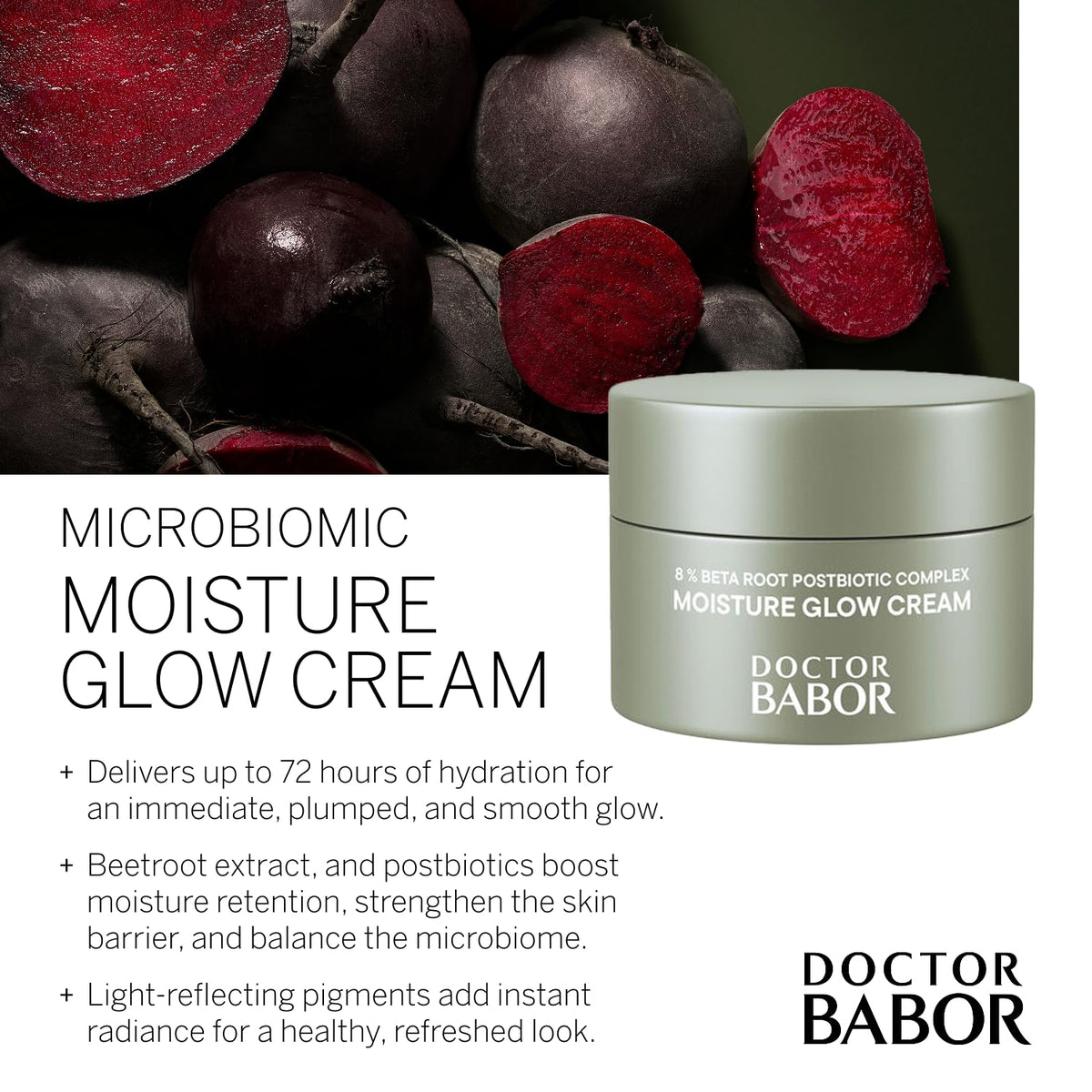DOCTOR Microbiomic Moisture Glow Cream (15ml) - Vegan Face Cream with Beetroot Complex and Hyaluronic Acid - Professional Skincare for Dry Skin by BABOR – 0.51 Fl Oz (Pack of 1)