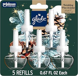 Glade PlugIns Scented Oil 5 Refills, Air Freshener, Twinkling Pine & Cedar, 3.35 fl oz, Pack of 5