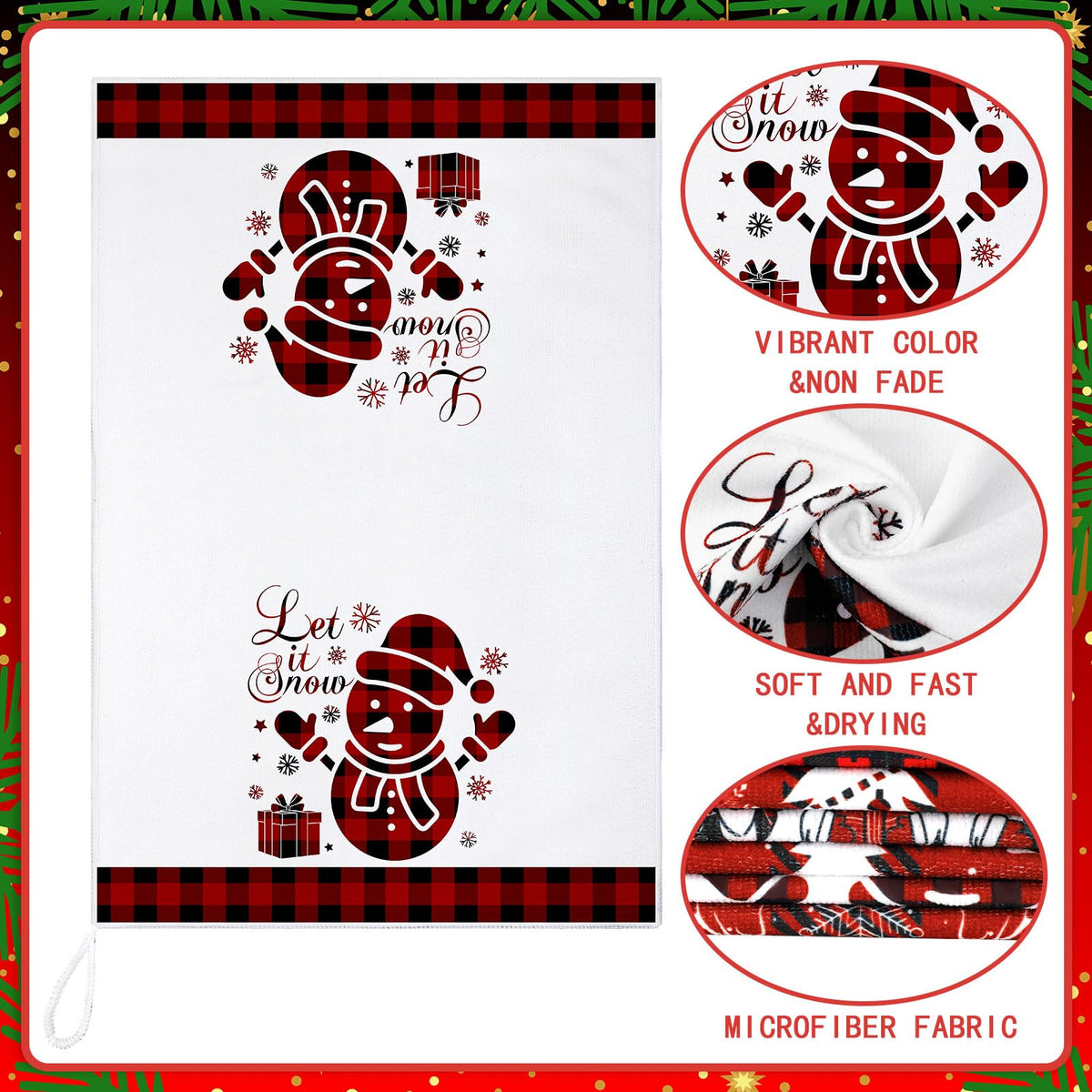 Sratte Christmas Kitchen Towels, Microfiber Dish Towels, 6 Pack Red Black Buffalo Plaid