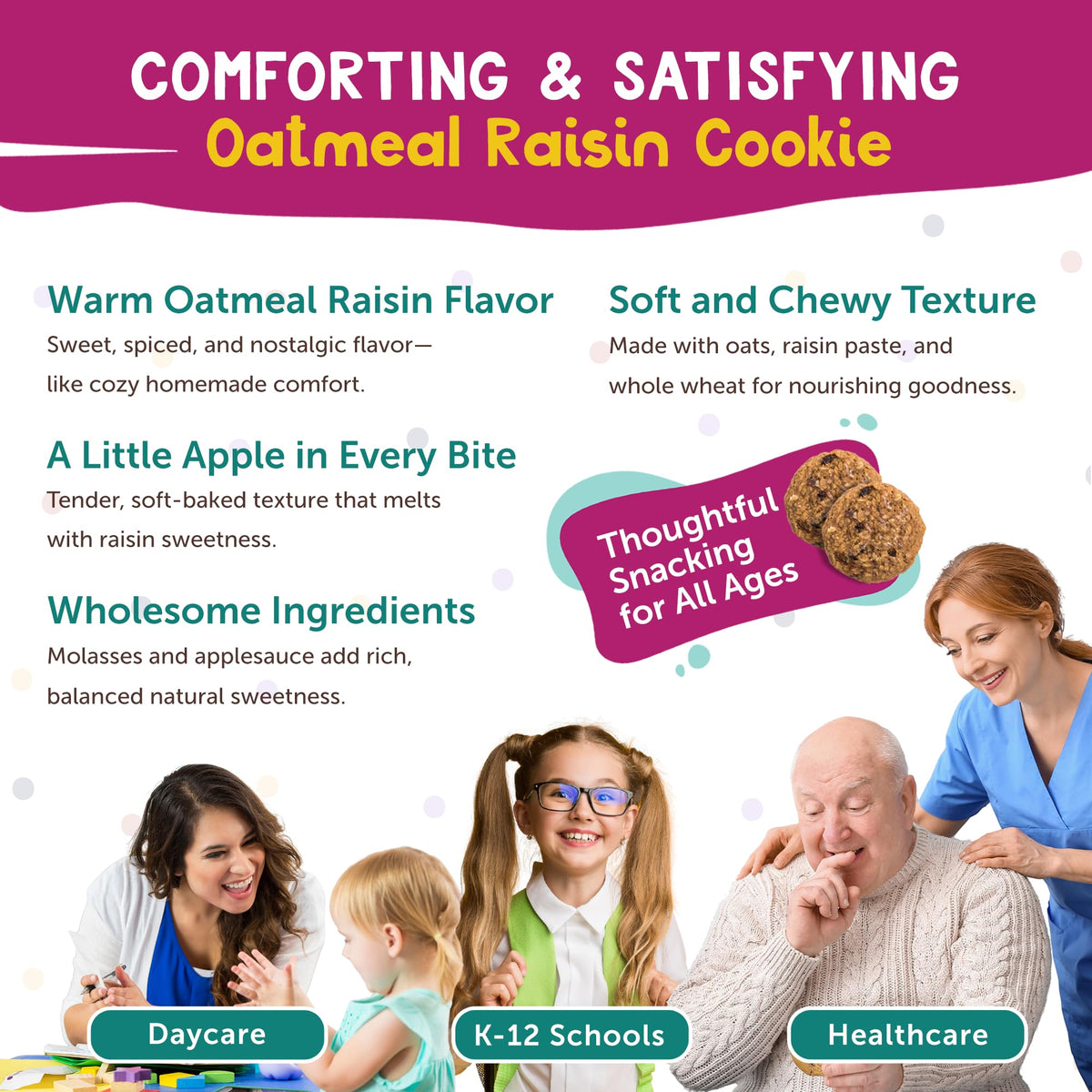Oatmeal Raisin Cookies Soft Baked by Appleways – 1.4 Ounce (Pack of 160), Pack of 160