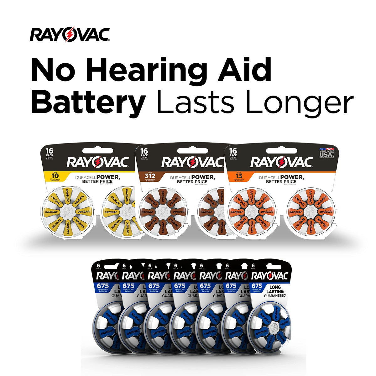 Hearing Aid Batteries Size 675 for Hearing Aid Devices (42 Count) by Rayovac – 42 Count (Pack of 1), Multicolor, Model E302407500