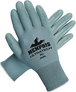 MCR Safety 9696M Ultratech Nylon Shell Gloves, Medium, Gray, 1-Pair