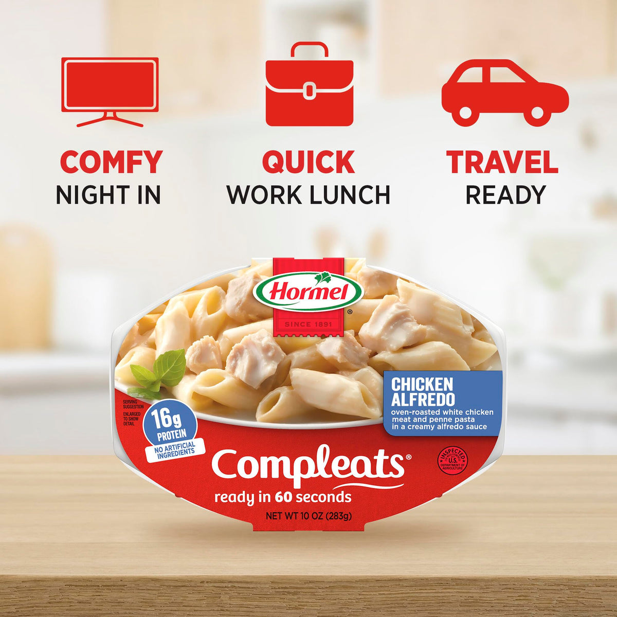 HORMEL COMPLEATS Chicken Alfredo / 10 Ounce (Pack of 6) / 6 Meat Dishes