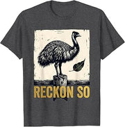Reckon So Worn Emu Linocut Australian Pride Wildlife T-Shirt