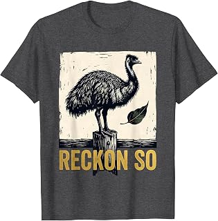 Reckon So Worn Emu Linocut Australian Pride Wildlife T-Shirt