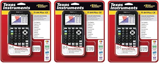 Texas Instruments TI-84 Plus CE Graphing Calculator, Black, Pack 3