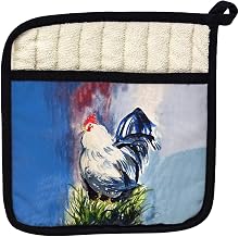 Blue & White Rooster Pot Holder - 9x9
