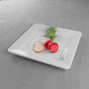 Square Pebble Plate by Elite Global Solutions – 7" sq., Melamine, White, Pack of 6, Model D7SQRR-W