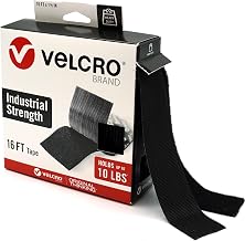 VELCRO Brand Heavy Duty Tape, Black, 1-1/2in x 16ft Roll, Holds 10 lbs | Industrial Strength Adhesive Sticky Back Fastener For Indoor And Outdoor Use, Mounting, Organizing, Storage And Repairs