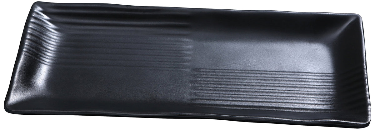 Black pearl-1 Rectangular Plate by Yanco – Large, Melamine, Black, Pack of 12, Model BP-2213