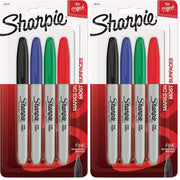 Sharpie 4 Count (Pack of 2) / Colores surtidos / Permanent,Fine Permanent Markers