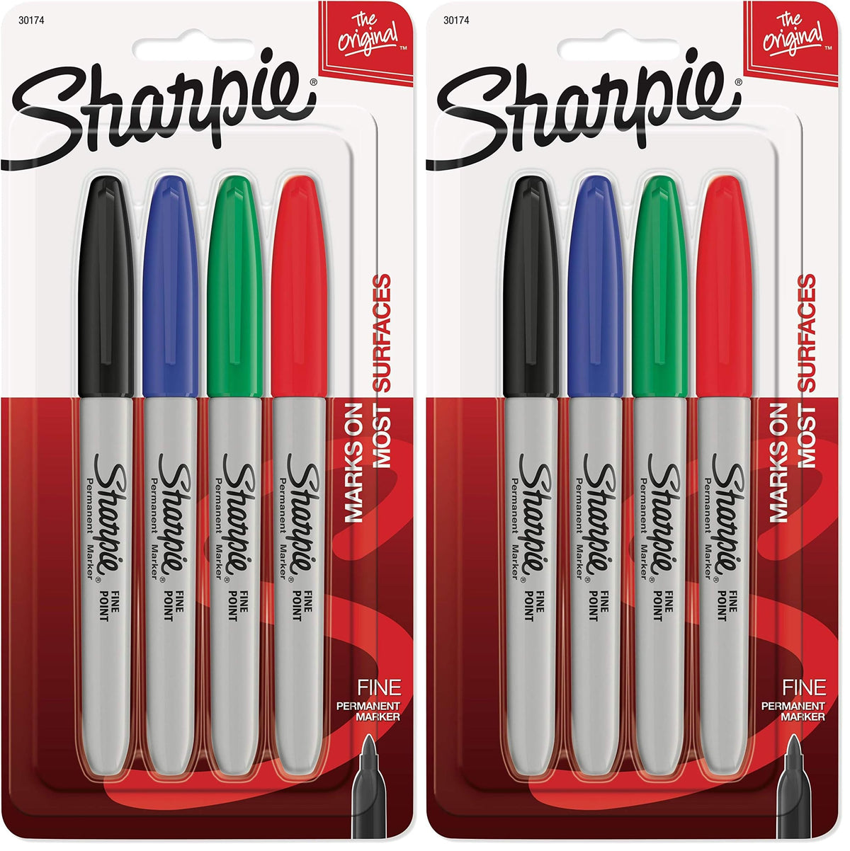 Sharpie 4 Count (Pack of 2) / Colores surtidos / Permanent,Fine Permanent Markers