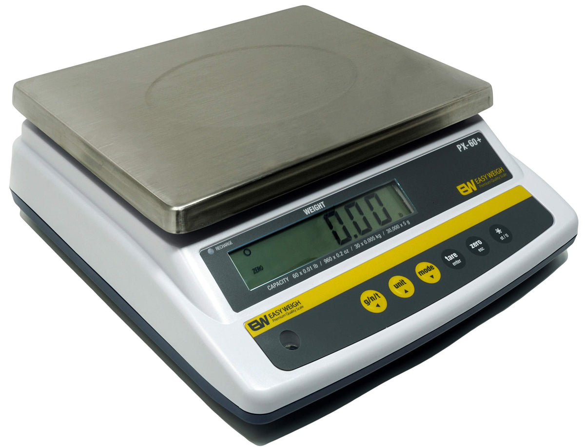 PX 60 x 0.01 LB Capacity Digital Scale Rechargeable Battery Operated LCD Display Stainless Steel Platter KG Grams Ounces OZ Kitchen Deli Produce Electronic NTEP (PX-60) by Easy