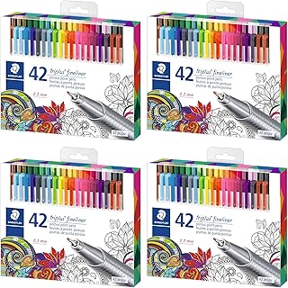 STAEDTLER Fineliner triplus 42, 4 Pack | 4 sets of 42 pcs, 168 Count