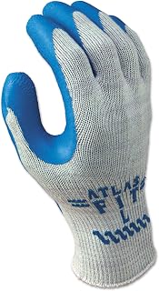 SHOWA 300XL-10 Atlas Fit 300 Rubber-Coated Gloves, XL, Gray/Blue (Pack of 12)