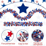 2PCS Red White and Blue Patriotic Garland 6.56ft 4th of July Metallic Twist Tinsel Hanging Garland USA Flag Stars Stripes Shiny Streamers Independence Day Memorial Day Celebration