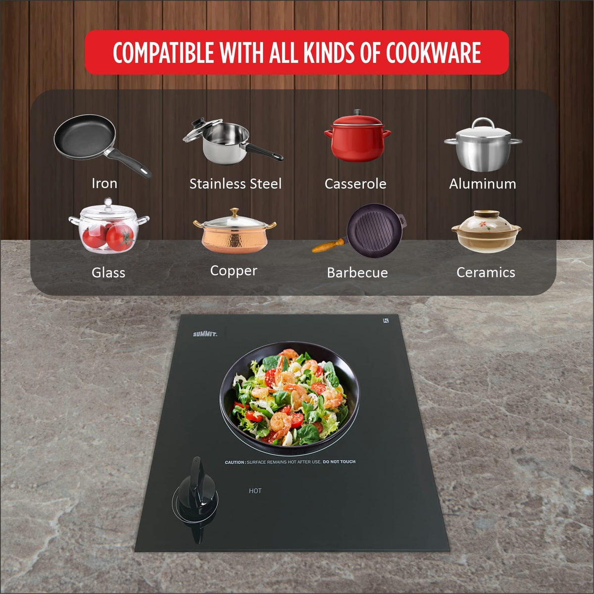 Summit 12" Single Burner Electric Cooktop. 115 Volt Radiant Cooktop by Summit Appliance – 12 inches, Glass Ceramic, Black, Model CR1115