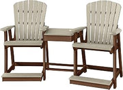 American Furniture Classics OS Home and Office Model 514WWTB-K Counter Height Settee Table Combo in Weatherwood with a Tudor Brown Base, Made in The USA and Constructed from High Density Poly Resin