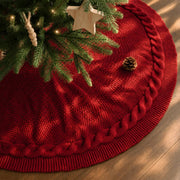 LimBridge Knitted Tree Skirt, 48 Inch Round, Burgundy