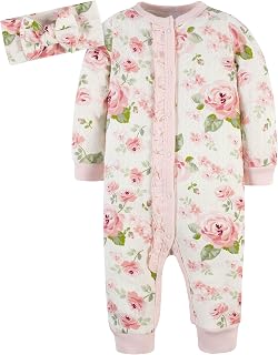 Gerber baby-girls 2-piece Coverall & Headband Set