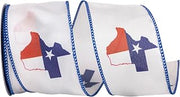 Reliant Ribbon Texas Pride Wired Edge Ribbon, 2-1/2 Inch X 10 Yards, White