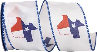 Reliant Ribbon Texas Pride Wired Edge Ribbon, 2-1/2 Inch X 10 Yards, White