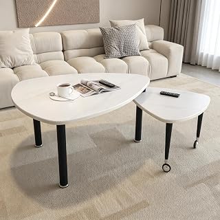 Coffee Tables for Living Room - Rotatable Coffee Table Mesa de Centro | Rotating coffee table with sintered stone top and solid wood legs, offering flexible storage for living room, cocktail t