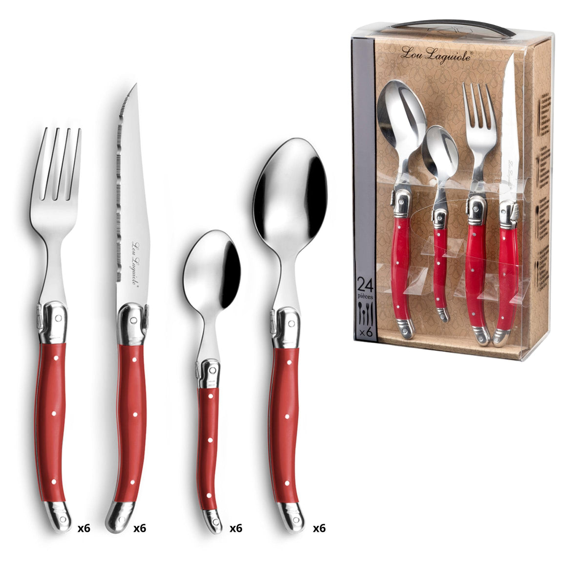 Tradition, stainless steel Polypropylene, red, One Size by Lou Laguiole – One Size, Stainless Steel, Red, Model 2511RDPA22C40