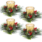 Kormmco Candle Ring Set, 4 Pack with Holders, Gold