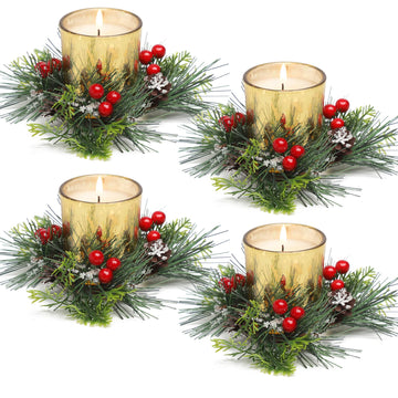 Kormmco Candle Ring Set, 4 Pack with Holders, Gold
