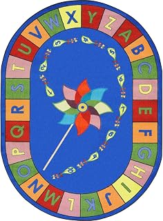 Joy Carpets Alphabet Pinwheel Rug, Multi, 10'9" x 13'2" Oval