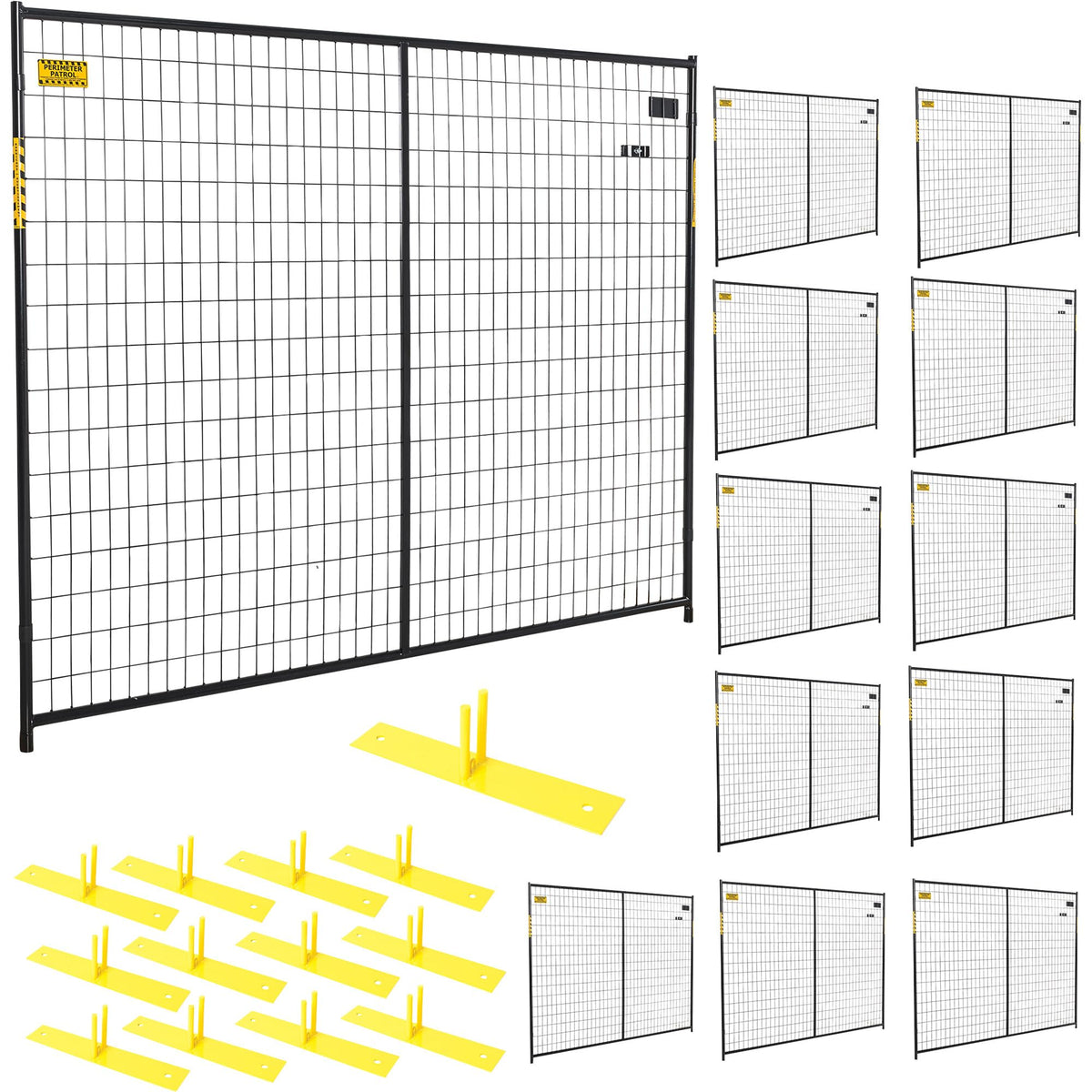 Perimeter Patrol RF 10005-12 Temporary Security Fence Kit by Jewett Cameron – 72"H", Alloy Steel, Black, Model RF 10005 - 12