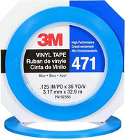 3M Vinyl Tape 471, Blue, 1/8 in x 36 yd., 5.2 mil, 1 Roll, Blue Floor Tape