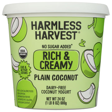Organic Unsweetened Plain Rich & Creamy Coconut Yogurt by Harmless Harvest – 24 Ounce, Model 0810068900750