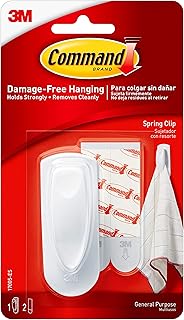 Command Medium Spring Clip, White, 1-Clip, 2-Strips, Organize Damage-Free