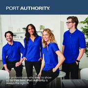 Men's Long Sleeve Chambray Easy Care Button-Down Shirt by Port Authority – Polyester,Cotton, Deep Black, Model W382