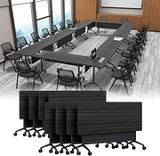 Folding Conference Table, Modular Conference Room Table with Wheels, Flip Top Nesting Training Table, Modern Large Mobile Meeting Tables for Office & Dynamic Meetings (8, Slate, 70.8in)