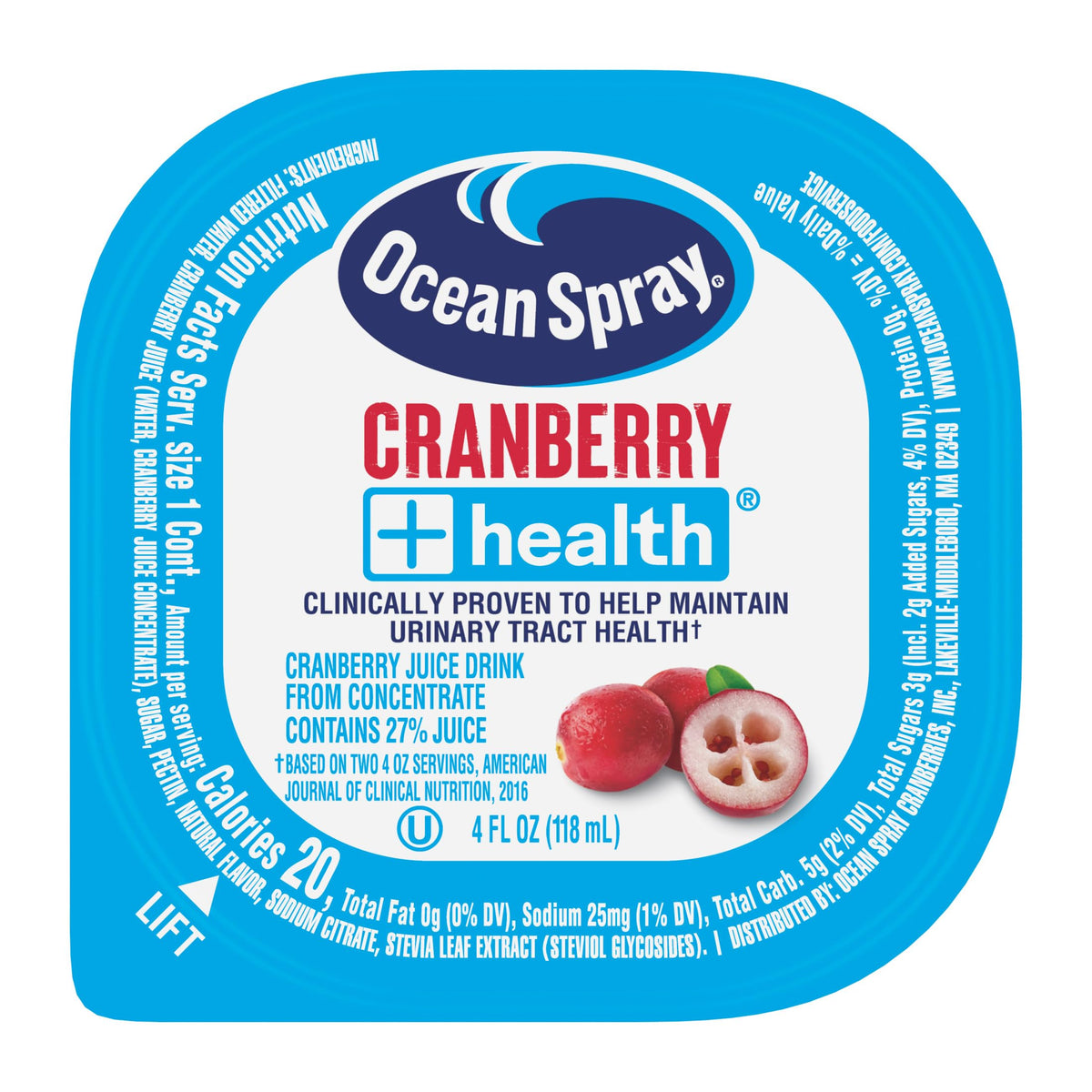 Ocean Spray Cranberry+Health / 4 Fl Oz (Pack of 48) / 48 Beakers