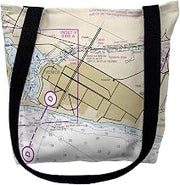 Betsy Drake TY11425VM 16 x 16 in. Venice Inlet Florida Nautical Map Tote Bag - Medium Black