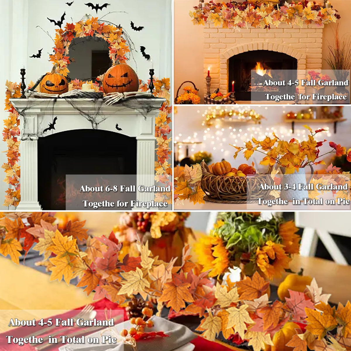 Awardsen Artificial Fall Leaves Garland, 13Ft Total, 2 Pack