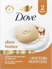 Dove Beauty Bar Gentle Skin Cleanser 2 Bars Shea Butter Moisturizing for Gentle Soft Skin Care More Moisturizing Than Bar Soap 3.75 oz