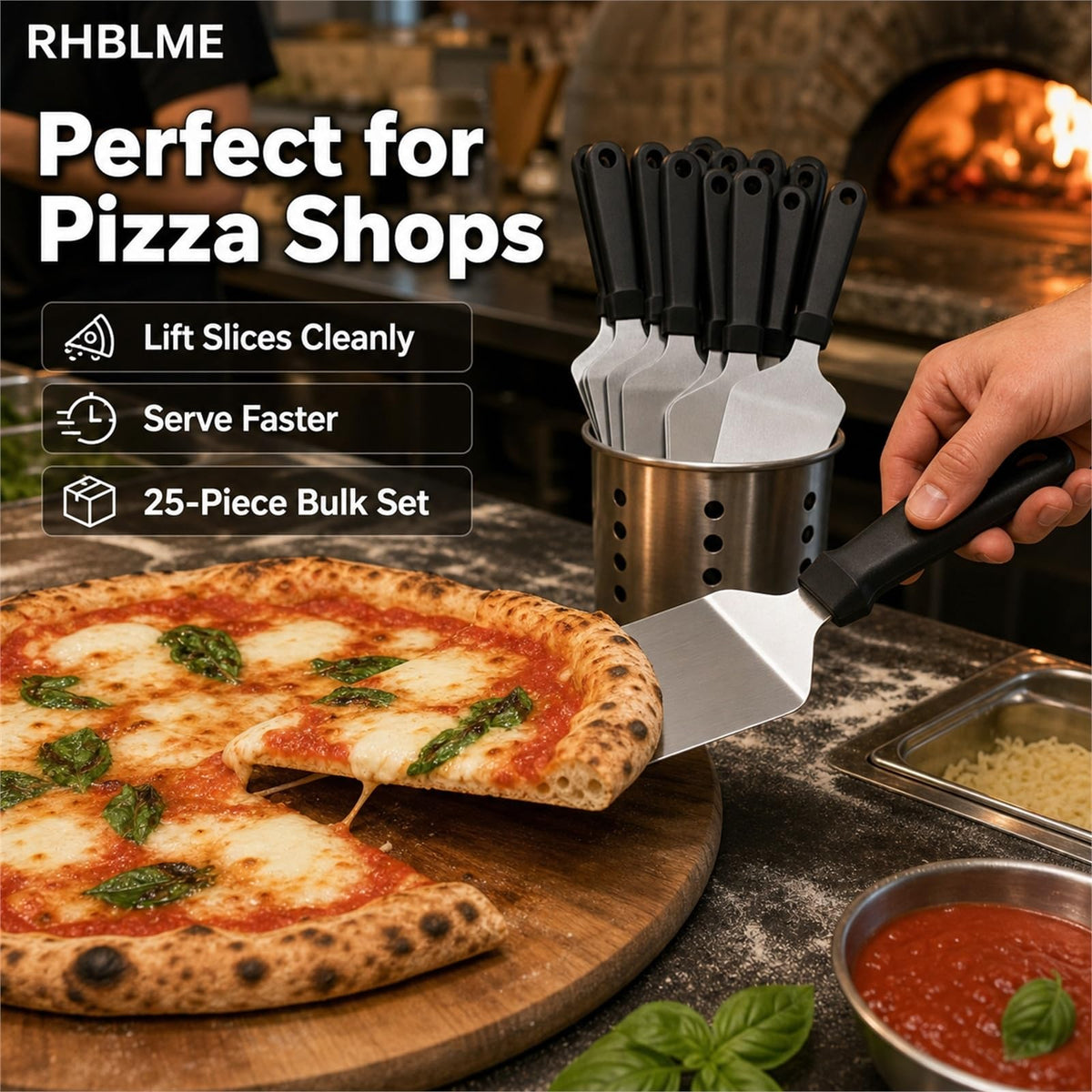 RHBLME Pizza Spatula Set, Stainless Steel with Plastic Handle, 25 Pack