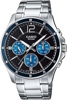 Casio MTP1374D-2AV Men's Standard Stainless Steel Multi-Function Black Dial Watch