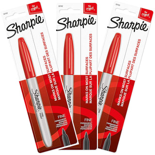 Permanent Markers by Sharpie – 1 Count (Pack of 3), Plastic, Red, Pack of 3, Model CL30102-3