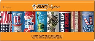 BIC Maxi Pocket Lighters, Safe and Reliable, Americana Collection, 8-Pack