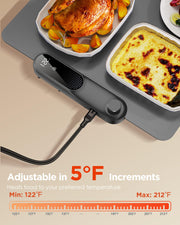 FEPPO Food Warming Mat, Silicone Electric Tray, 35x16 Inch Gray