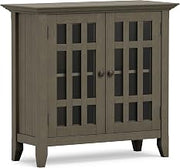 SIMPLIHOME Bedford 32" Wide Solid Wood Cabinet in Farmhouse Grey